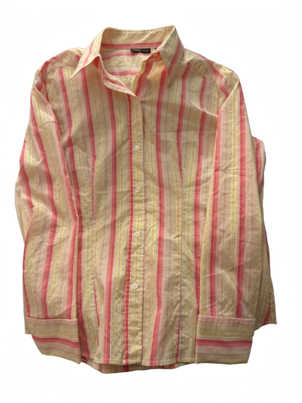 New York & Company Pink and Cream Striped Button-Down Shirt - Picture 2 of 5
